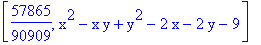 [57865/90909, x^2-x*y+y^2-2*x-2*y-9]
